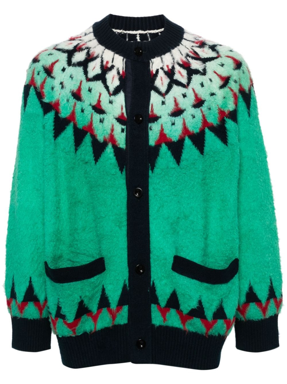 sacai patterned-jacquard cardigan - Green von sacai