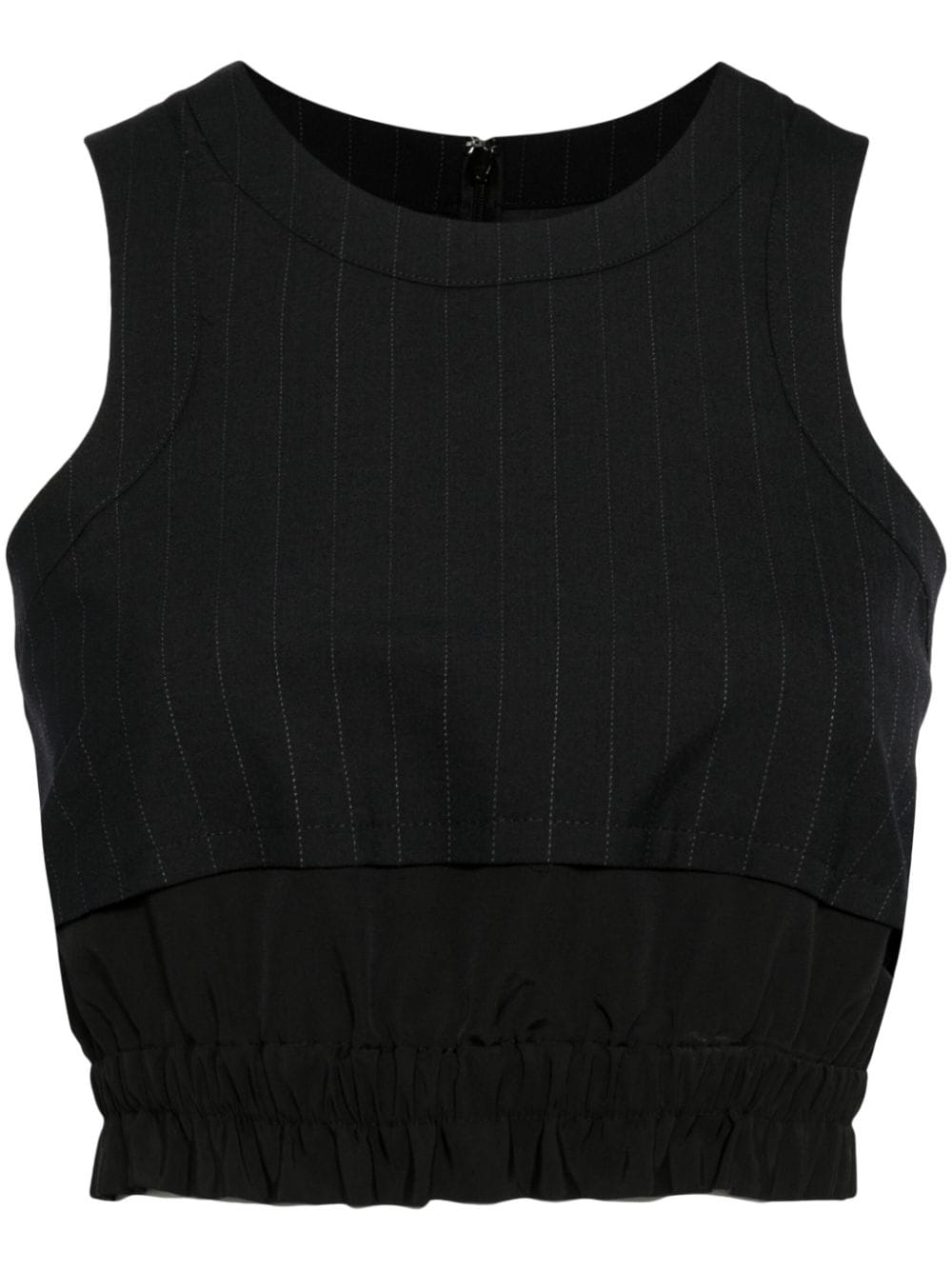 sacai pinstripe-pattern sleeveless crop top - Black von sacai