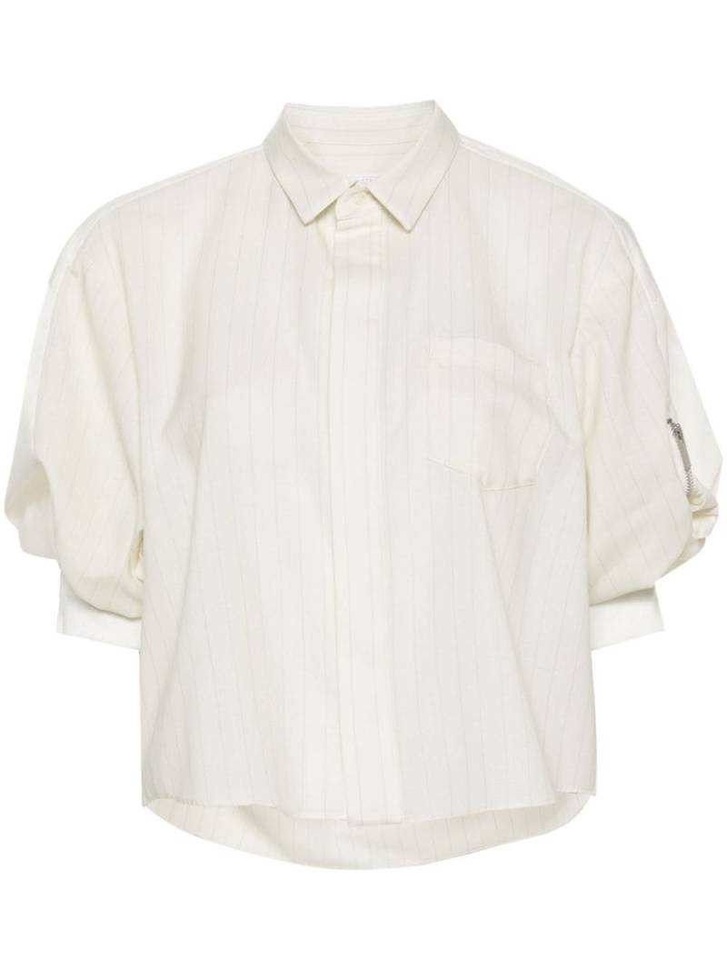 sacai pinstriped cropped shirt - Neutrals von sacai