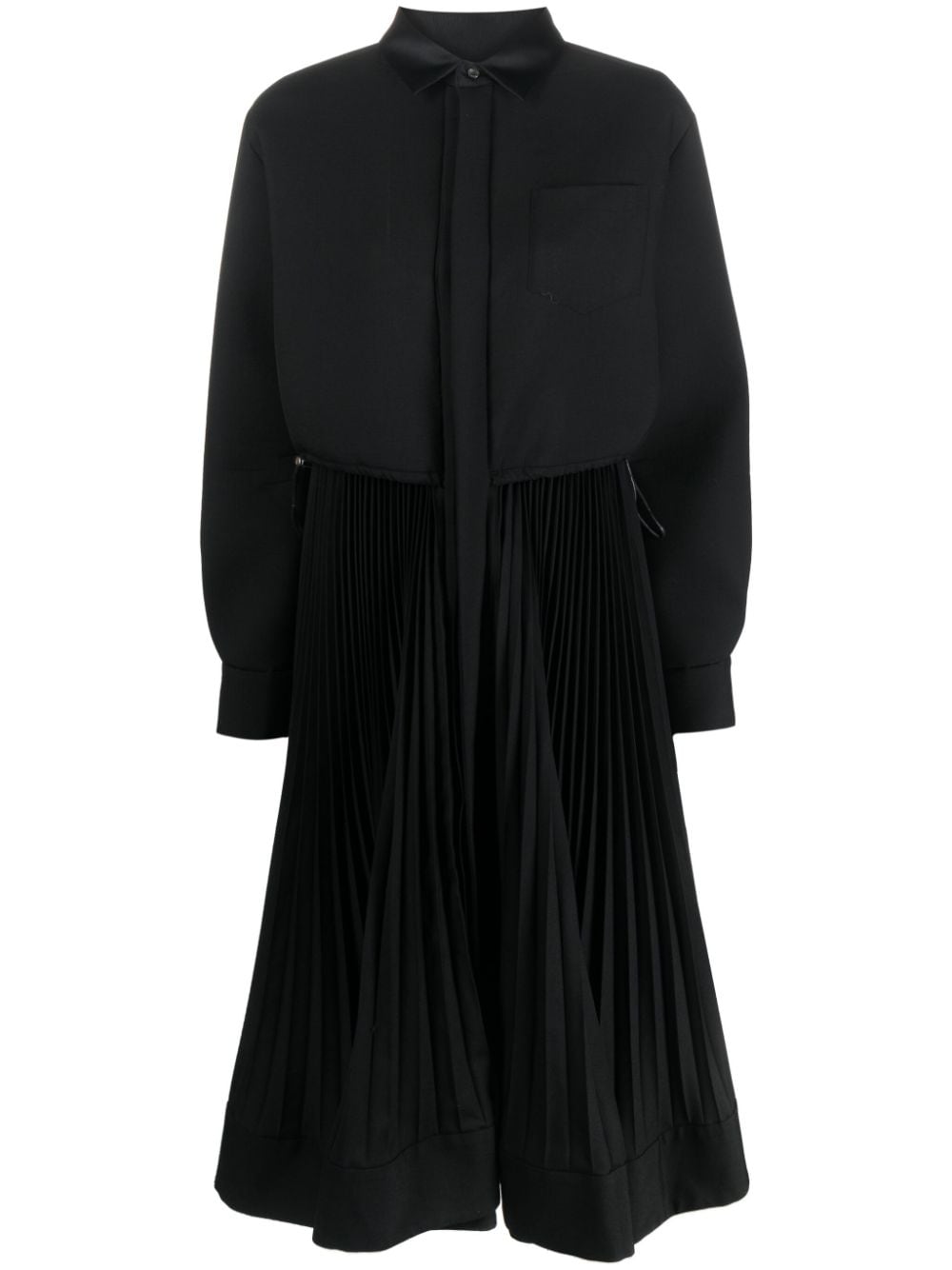 sacai pleated layered midi dress - Black von sacai
