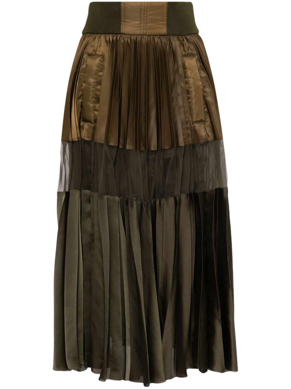 sacai pleated satin midi skirt - Brown von sacai