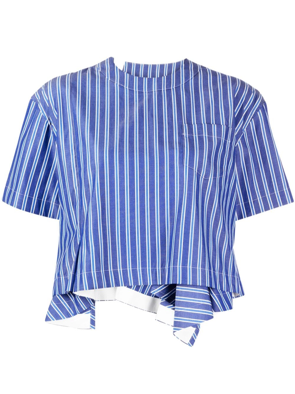 sacai ruffle-hem striped top - Blue von sacai