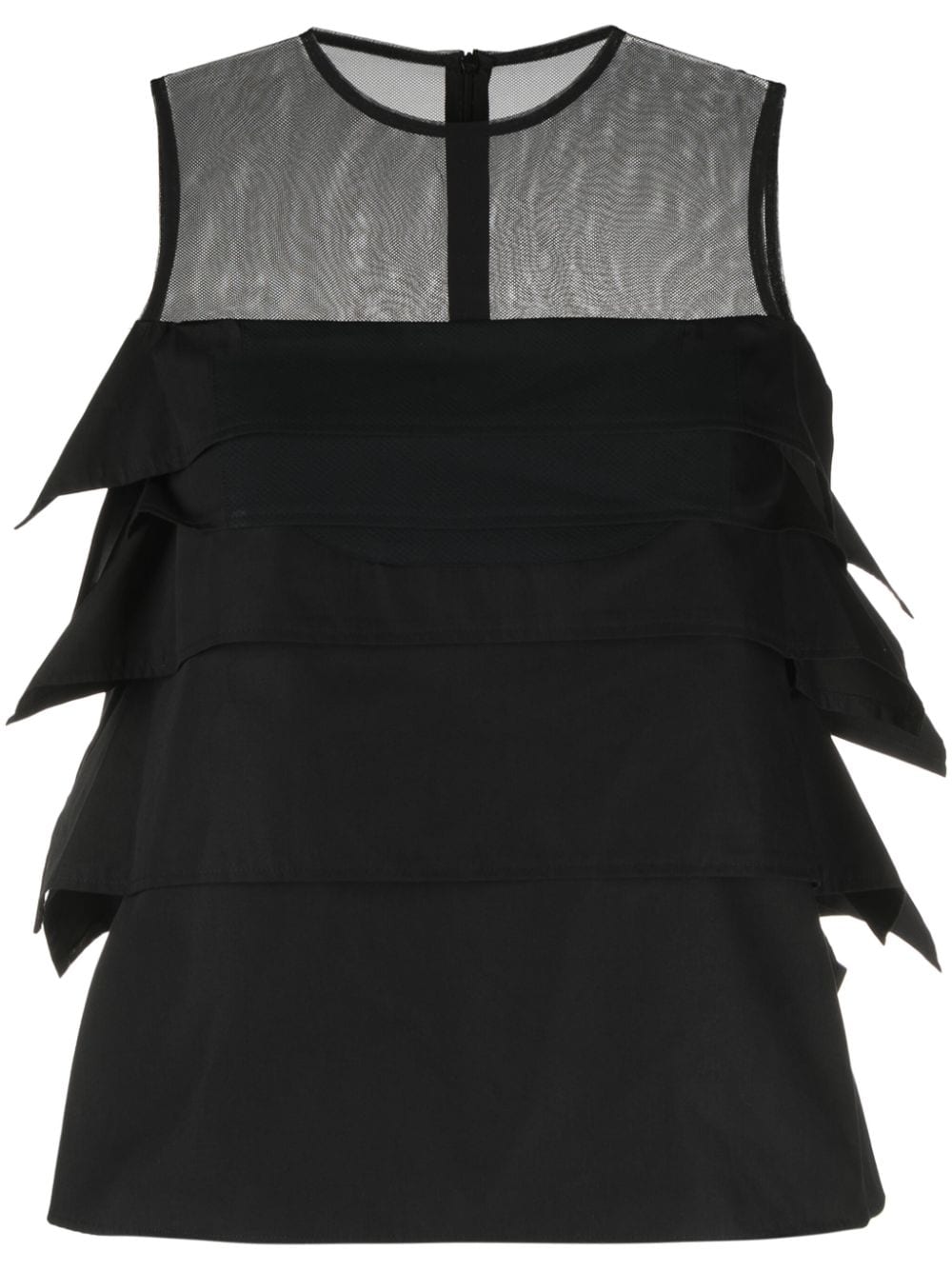 sacai ruffled sheer-yoke sleeveless top - Black von sacai