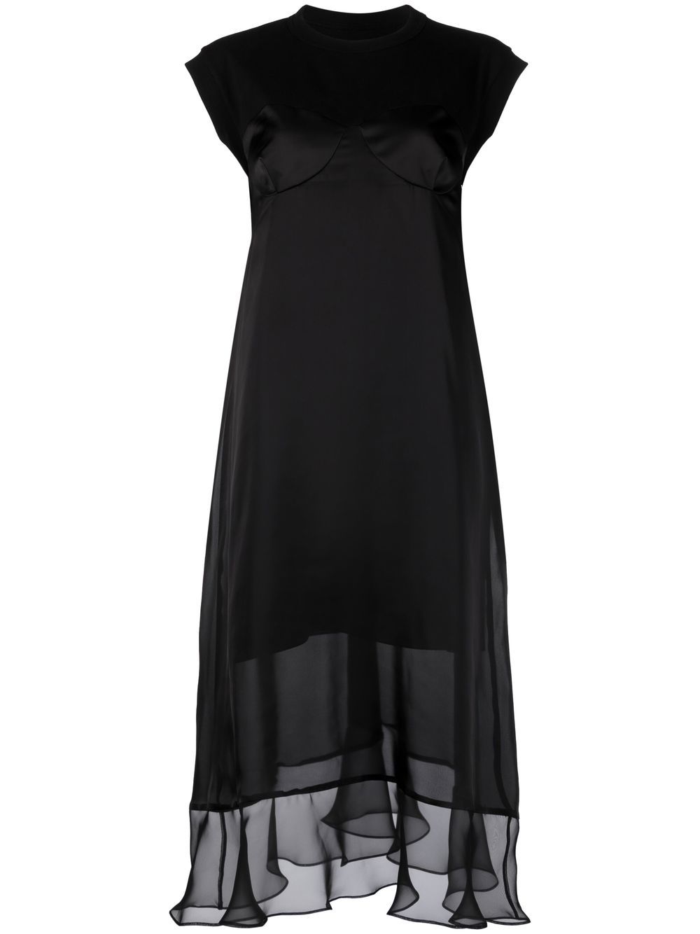 sacai satin overlay midi dress - Black von sacai