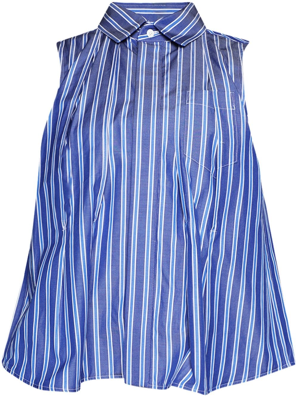 sacai sleeveless striped cotton shirt - Blue von sacai