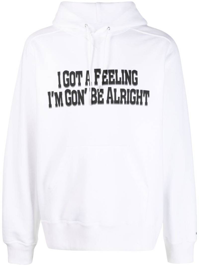 sacai slogan-print cotton hoodie - White von sacai