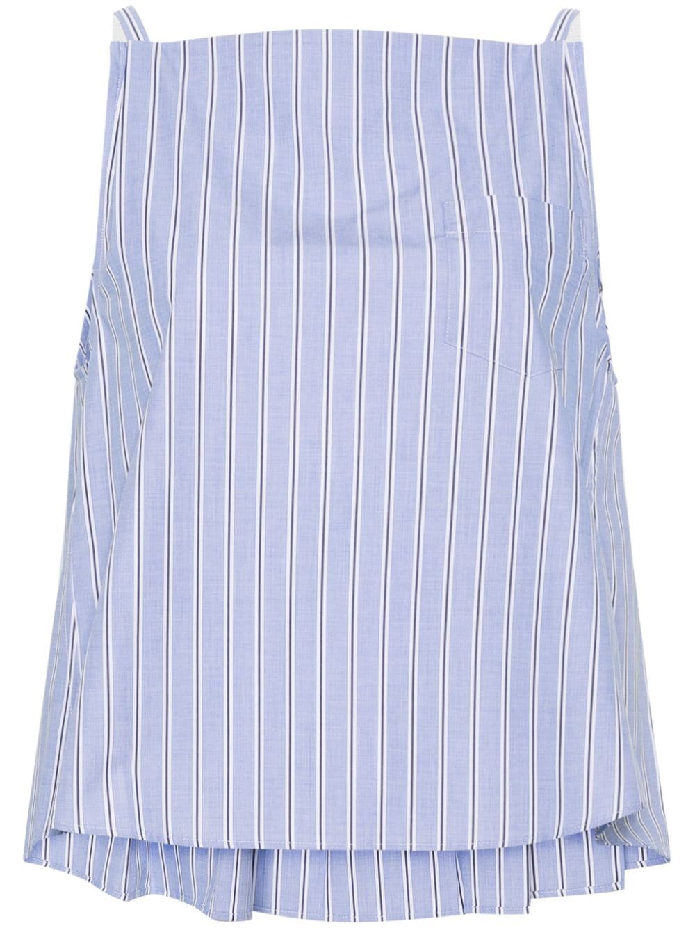 sacai stripe-pattern pleated cotton top - Blue von sacai