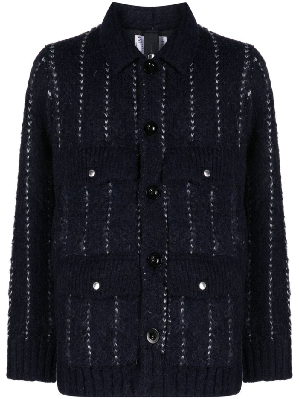 sacai striped bouclé shirt jacket - Blue von sacai