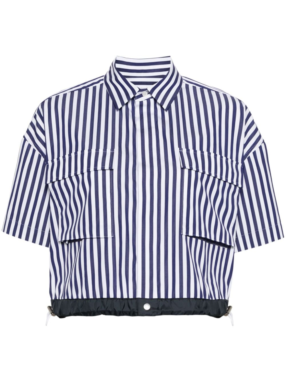 sacai striped cotton cropped blouse - Blue von sacai