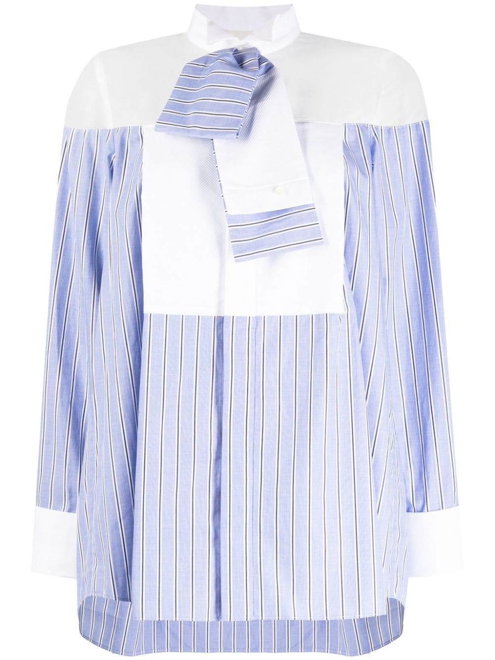 sacai striped panelled cotton shirt - Blue von sacai