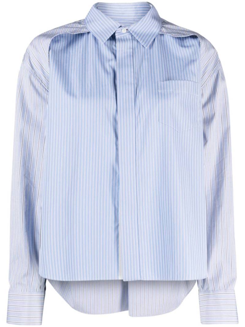 sacai striped panelled cotton shirt - Blue von sacai
