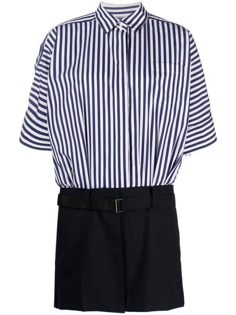 sacai striped-panelled shirt dress - White von sacai