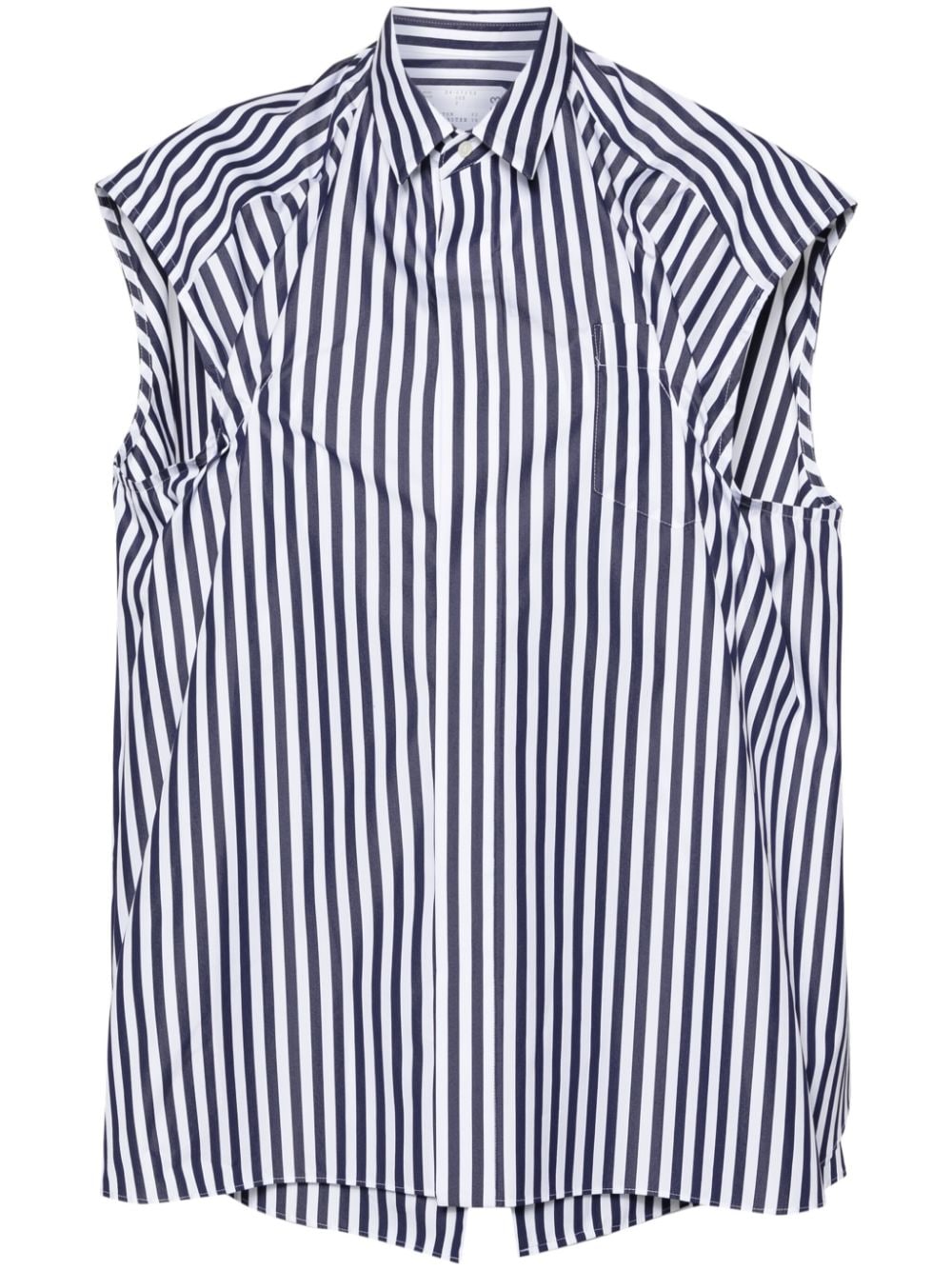 sacai striped poplin sleeveless shirt - Blue von sacai