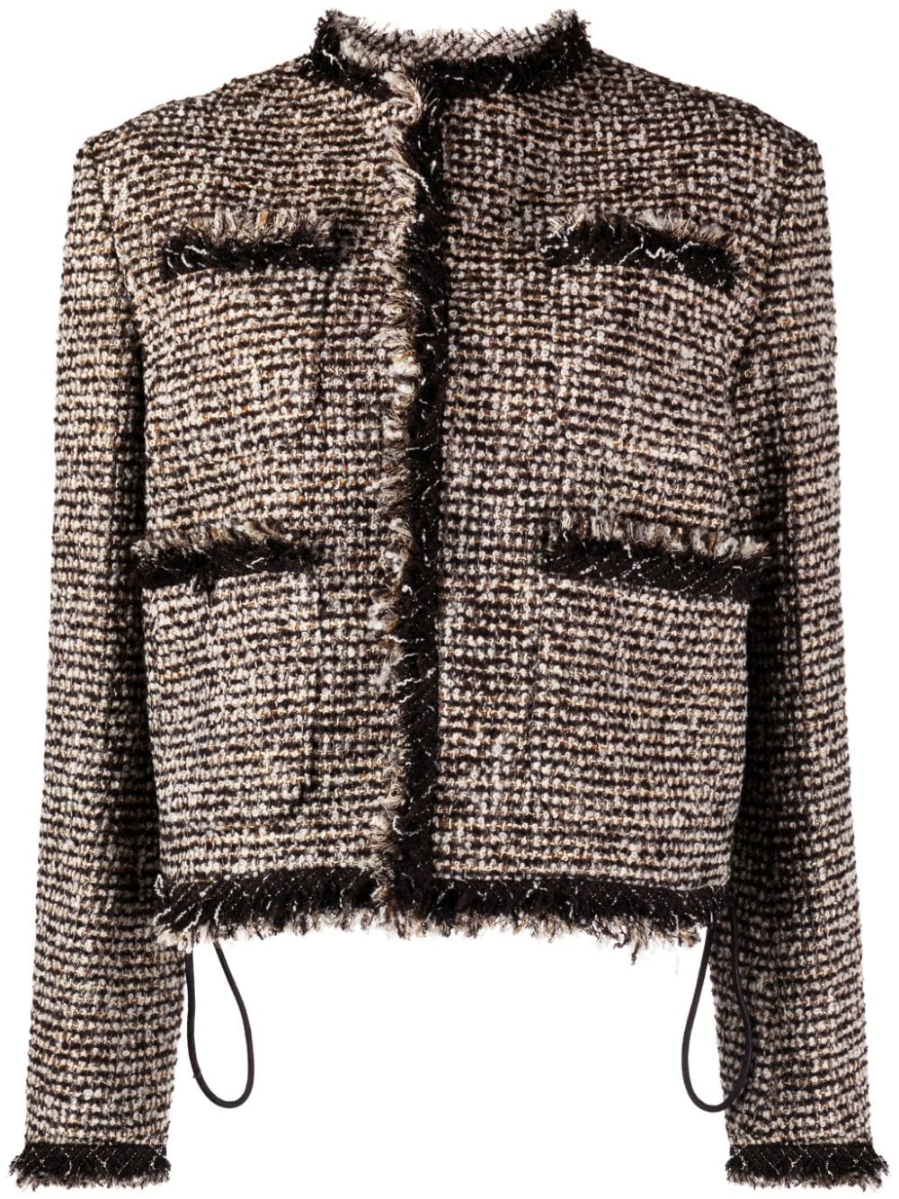 sacai tweed-panel cropped puffer jacket - Brown von sacai