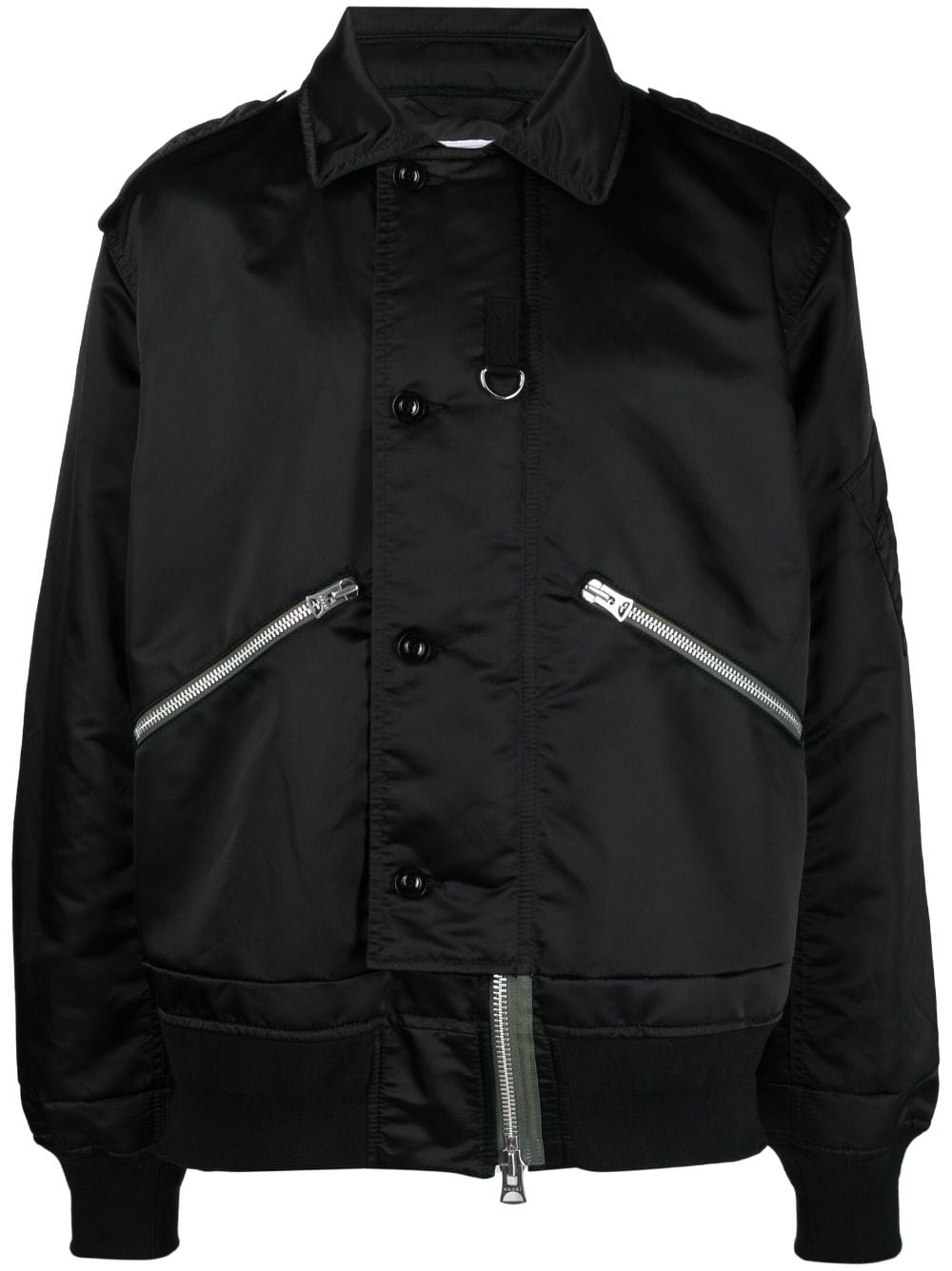 sacai zip-up cotton-blend bomber jacket - Black von sacai