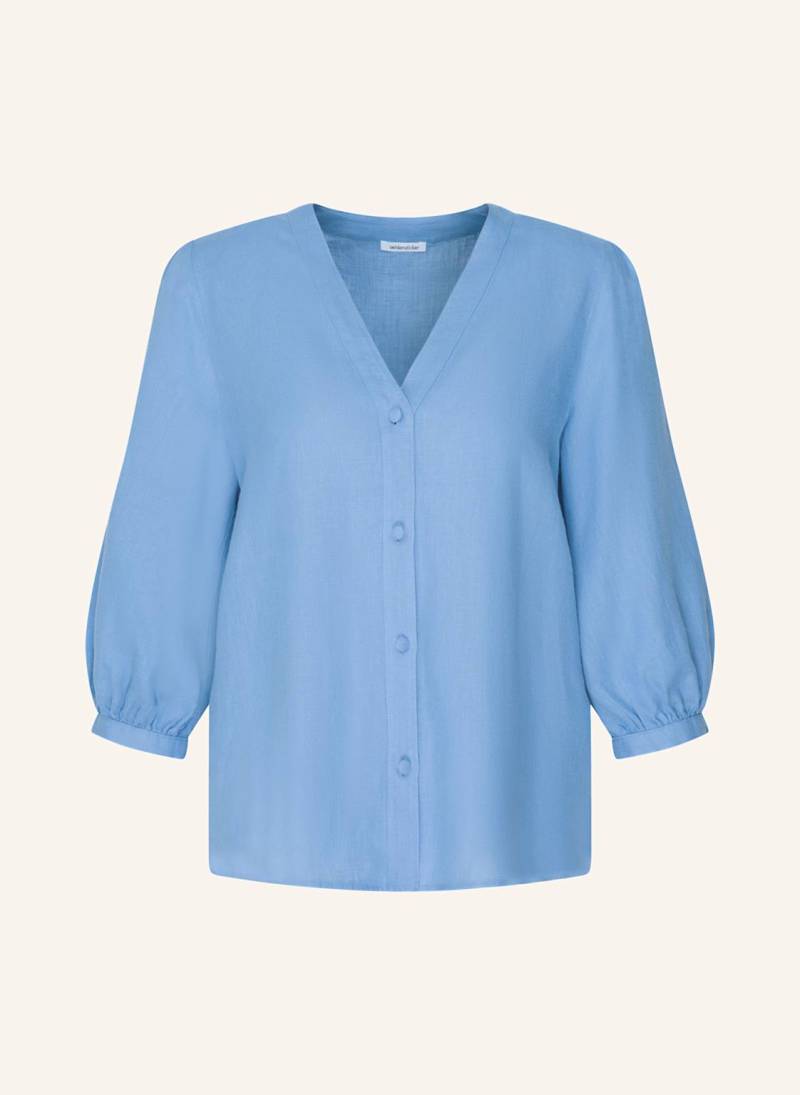 Seidensticker Bluse Mit Leinen Und 3/4-Arm blau von seidensticker