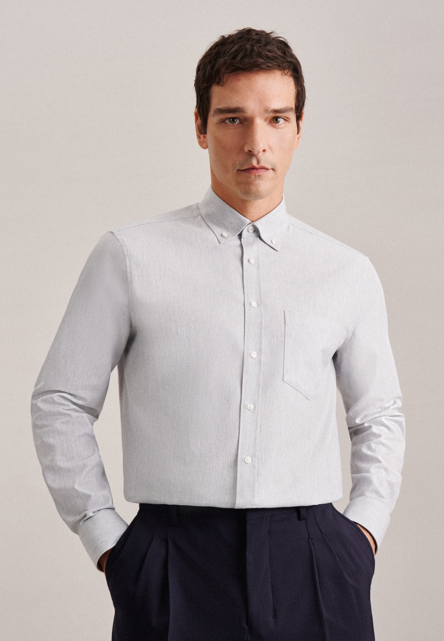 seidensticker Businesshemd »Regular«, Regular Langarm Button-Down-Kragen Uni von seidensticker