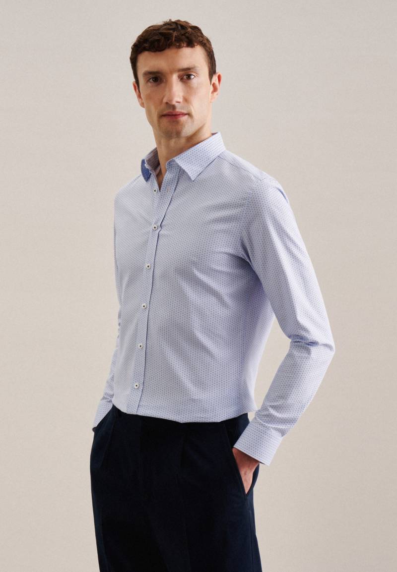 seidensticker Businesshemd »Slim«, Slim Langarm Covered-Button-Down-Kragen Druck von seidensticker