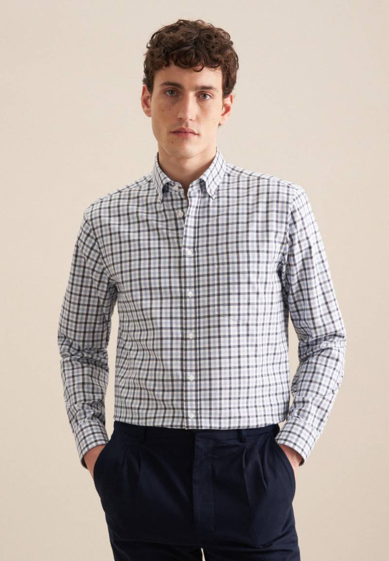 seidensticker Flanellhemd »Comfort«, Comfort Langarm Button-Down-Kragen Karo von seidensticker