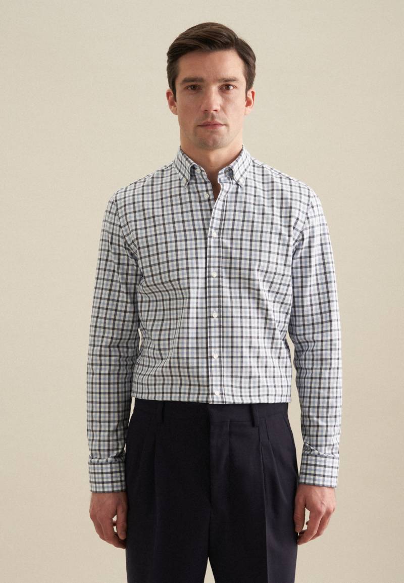 seidensticker Flanellhemd »Shaped«, Shaped Langarm Button-Down-Kragen Karo von seidensticker