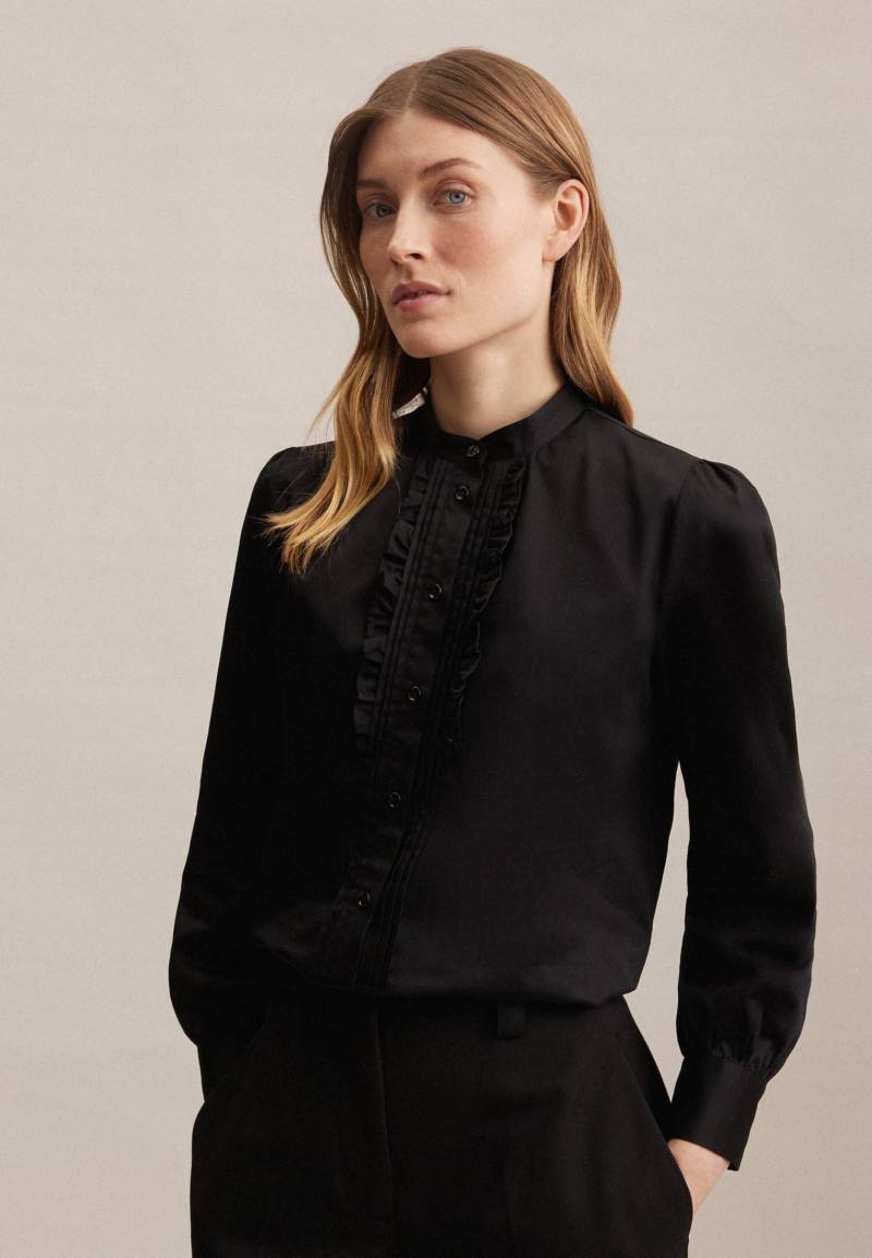 seidensticker Klassische Bluse »Schwarze Rose«, Langarm Kragen Uni glänzend von seidensticker