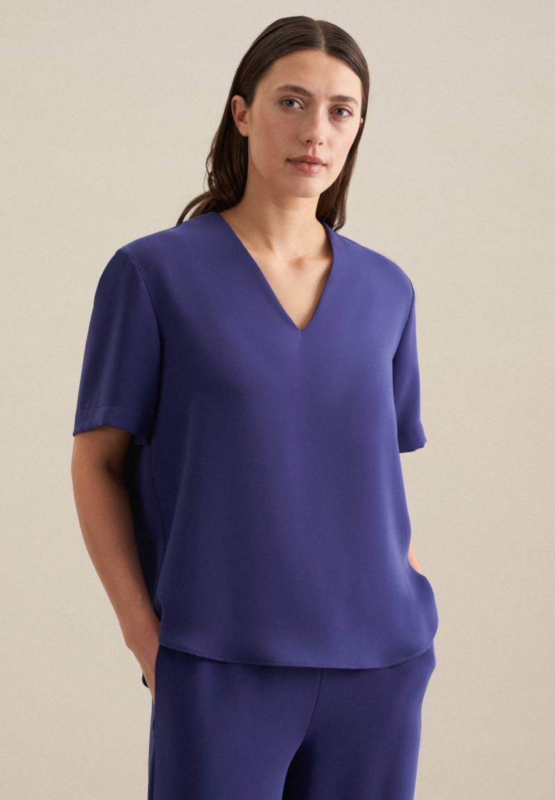 seidensticker Shirtbluse »Schwarze Rose«, Kurzarm V-Neck Uni von seidensticker