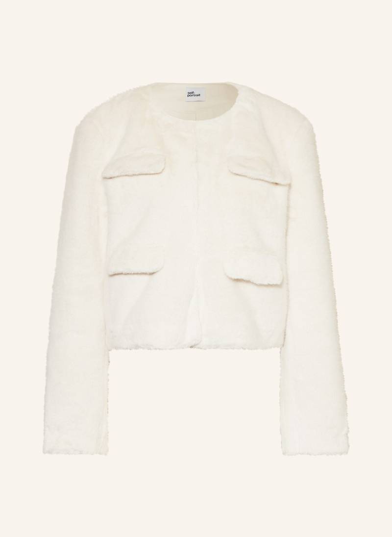 Self-Portrait Overjacket Mit Kunstpelz weiss von self-portrait