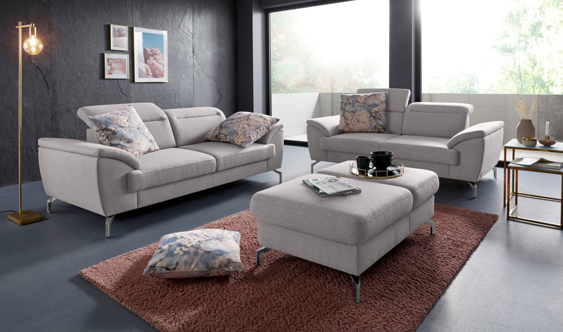 sit&more 2,5-Sitzer »Percy«, 15 cm Fusshöhe, Sitztiefenverstellung, wahlweise Kopfteilverstellung von sit&more