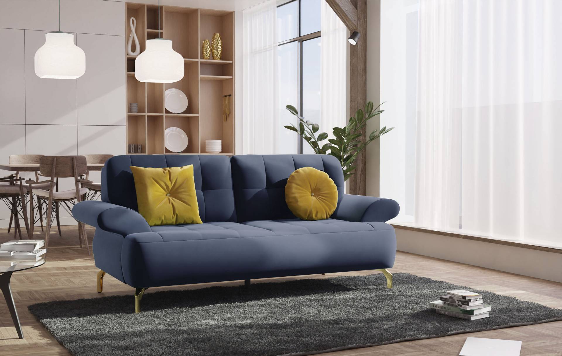 sit&more 2-Sitzer »Orient 1«, inkl. 2 Zierkissen mit Strass-Stein, goldfarbene Metallfüsse sit&more 2-Sitzer »Orient 1«, inkl. 2 Zierkissen mit Strass-Stein, goldfarbene Metallfüsse von sit&more