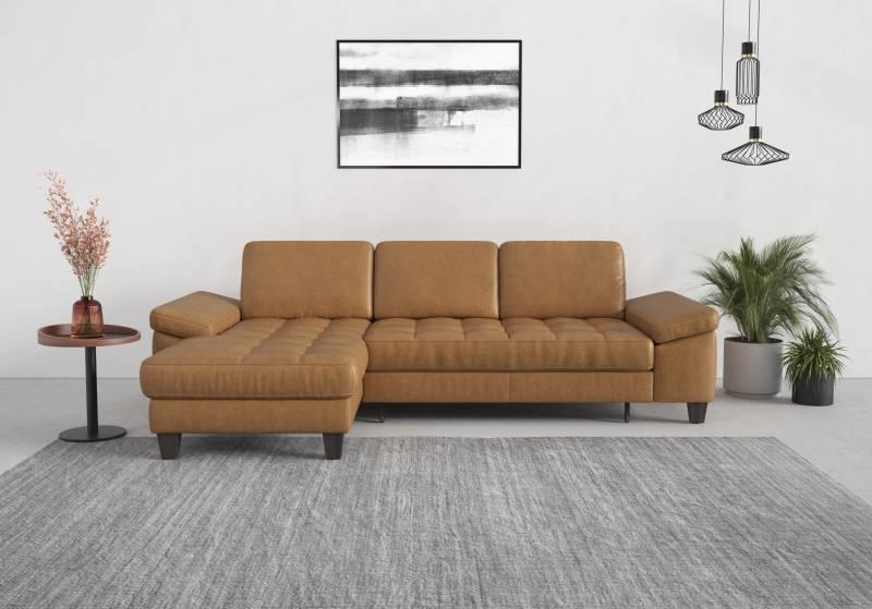sit&more Ecksofa »Westham L-Form«, Recamiere, mit oder ohne Bettfunktion, Bettkasten, Füsse wengefarben von sit&more