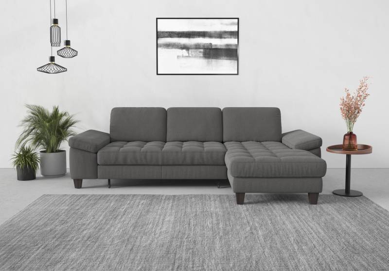 sit&more Ecksofa »Westham L-Form«, Recamiere, mit oder ohne Bettfunktion, Bettkasten, Füsse wengefarben von sit&more