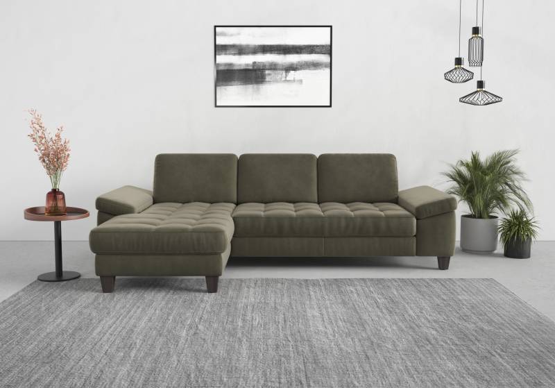 sit&more Ecksofa »Westham L-Form«, Recamiere, mit oder ohne Bettfunktion, Bettkasten, Füsse wengefarben von sit&more