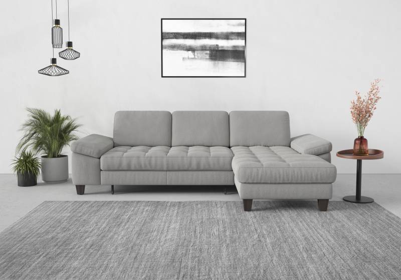 sit&more Ecksofa »Westham L-Form«, Recamiere, mit oder ohne Bettfunktion, Bettkasten, Füsse wengefarben von sit&more