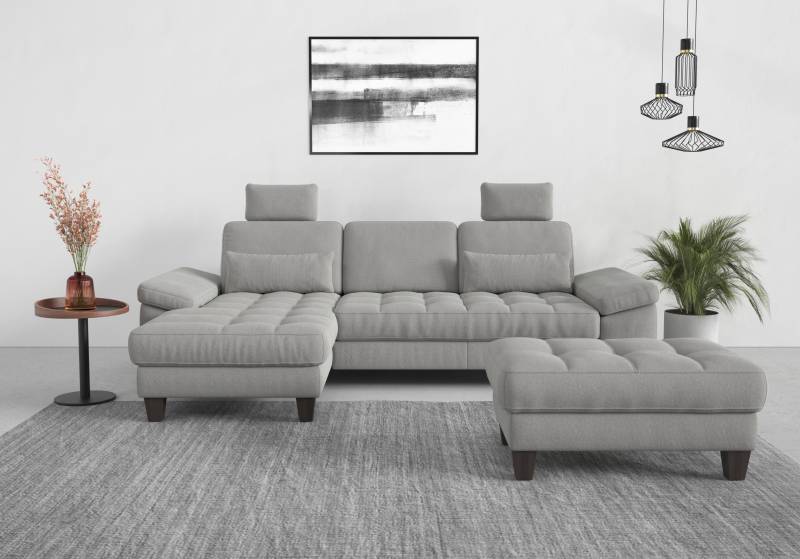 sit&more Ecksofa »Westham L-Form«, Recamiere, mit oder ohne Bettfunktion, Bettkasten, Füsse wengefarben von sit&more