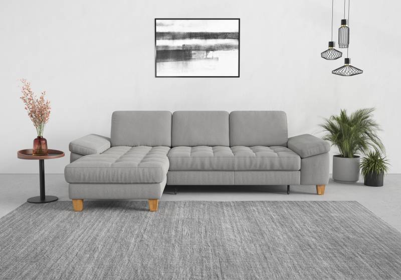 sit&more Ecksofa »Westham L-Form«, mit Recamiere, mit oder ohne Bettfunktion, Bettkasten, Füsse Eiche von sit&more