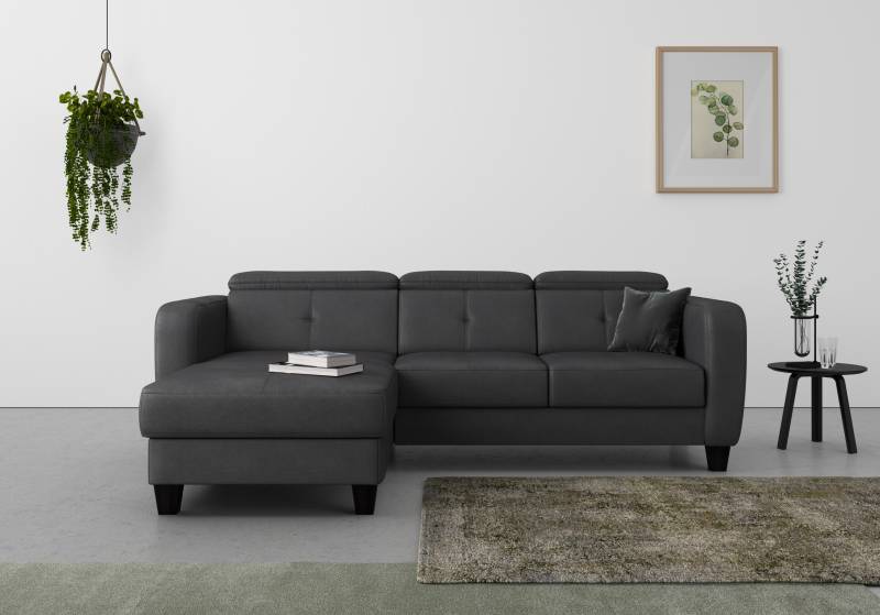 sit&more Ecksofa »Belluci L-Form«, inklusive Federkern, wahlweise mit Bettfunktion und Bettkasten von sit&more