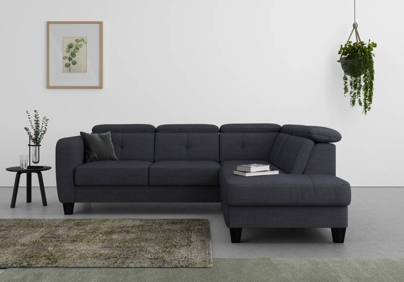 sit&more Ecksofa »Belluci L-Form«, inklusive Federkern, wahlweise mit Bettfunktion und Bettkasten von sit&more