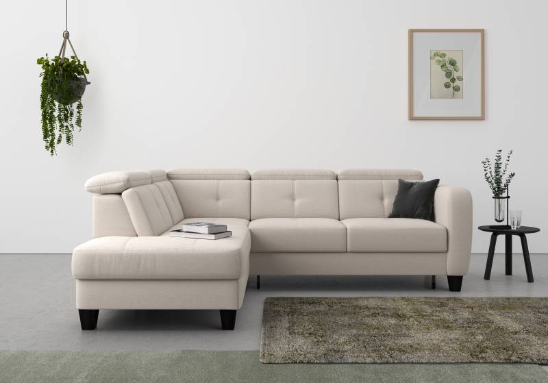 sit&more Ecksofa »Belluci L-Form«, inklusive Federkern, wahlweise mit Bettfunktion und Bettkasten von sit&more