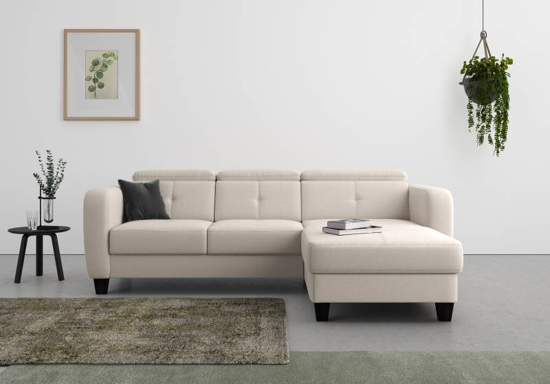 sit&more Ecksofa »Belluci L-Form«, inklusive Federkern, wahlweise mit Bettfunktion und Bettkasten von sit&more