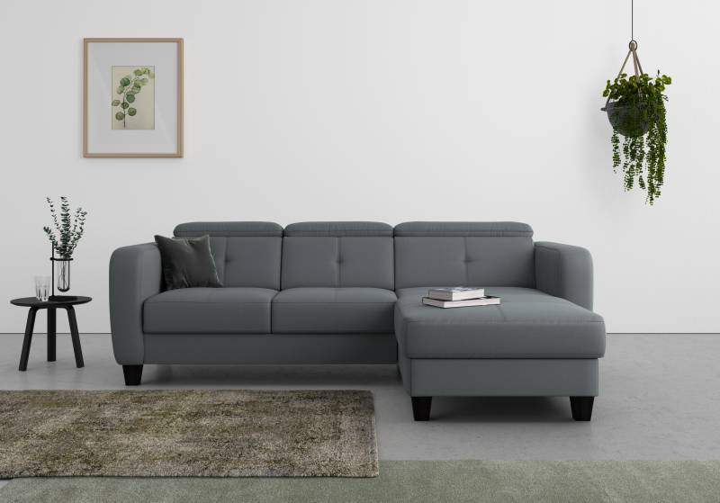 sit&more Ecksofa »Belluci L-Form«, inklusive Federkern, wahlweise mit Bettfunktion und Bettkasten von sit&more
