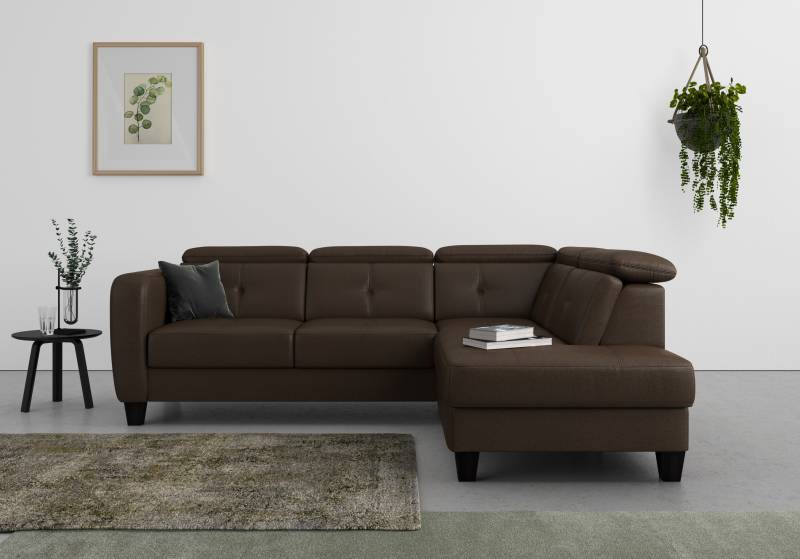 sit&more Ecksofa »Belluci L-Form«, inklusive Federkern, wahlweise mit Bettfunktion und Bettkasten von sit&more
