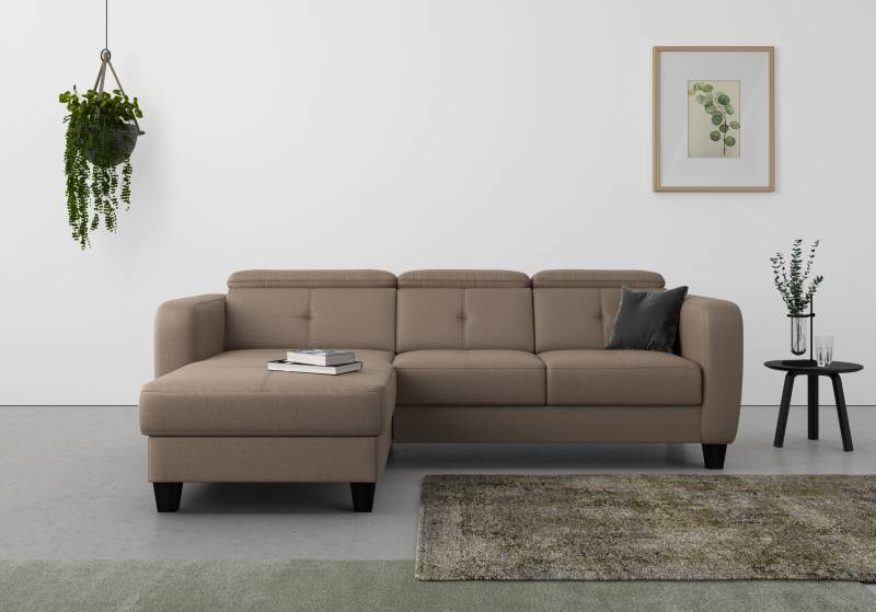 sit&more Ecksofa »Belluci L-Form«, inklusive Federkern, wahlweise mit Bettfunktion und Bettkasten von sit&more