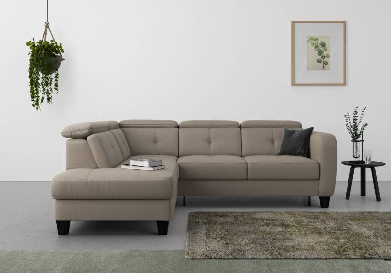sit&more Ecksofa »Belluci L-Form«, inklusive Federkern, wahlweise mit Bettfunktion und Bettkasten von sit&more