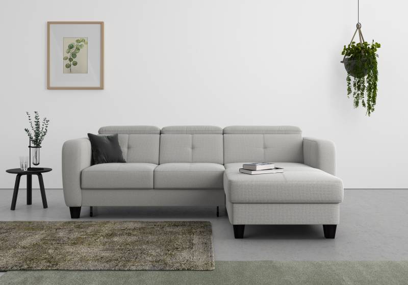 sit&more Ecksofa »Belluci L-Form«, inklusive Federkern, wahlweise mit Bettfunktion und Bettkasten von sit&more