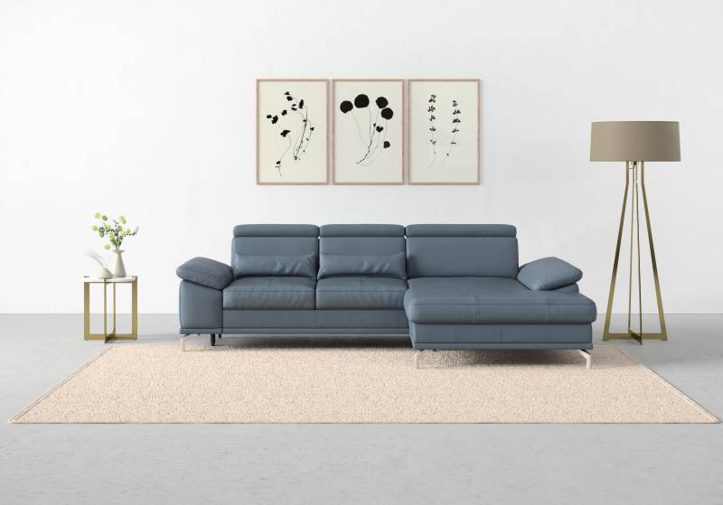 sit&more Ecksofa »Cabrio L-Form, mit Sitztiefenverstellung, Arm- und Kopfteilverstellung«, 2 Nierenkissen, Federkern, optional Bettfunktion und Stauraum von sit&more