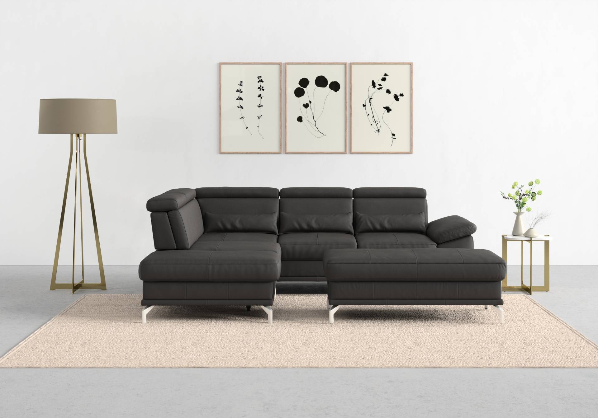 sit&more Ecksofa »Cabrio«, mit Sitztiefenverstellung und Federkern, 3 Nierenkissen von sit&more