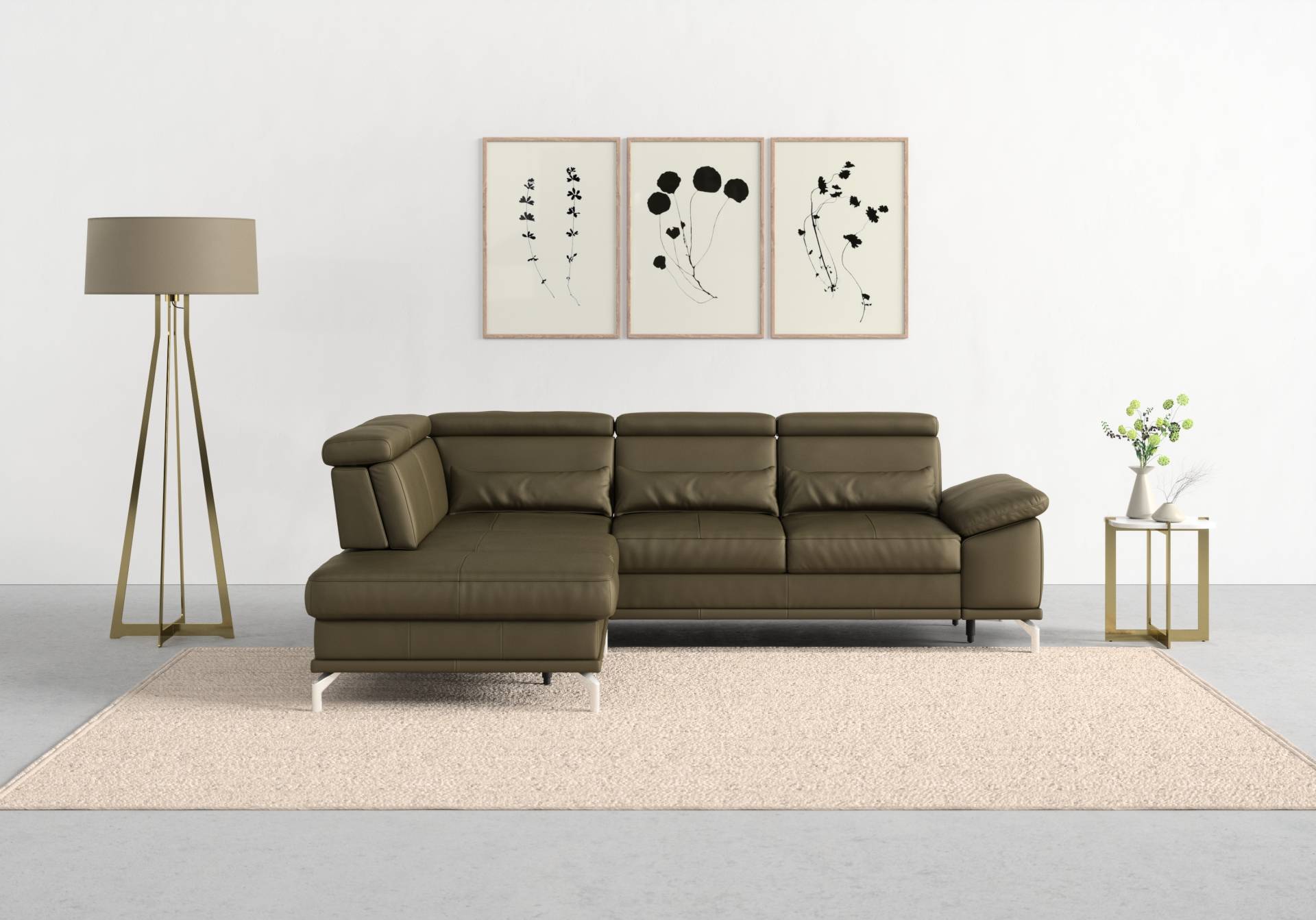 sit&more Ecksofa »Cabrio L-Form, mit Sitztiefenverstellung, Arm- und Kopfteilverstellung«, 3 Nierenkissen, Federkern, optional Bettfunktion und Stauraum sit&more Ecksofa »Cabrio L-Form, mit Sitztiefenverstellung, Arm- und Kopfteilverstellung«, 3 Nierenkissen, Federkern, optional Bettfunktion und Stauraum von sit&more