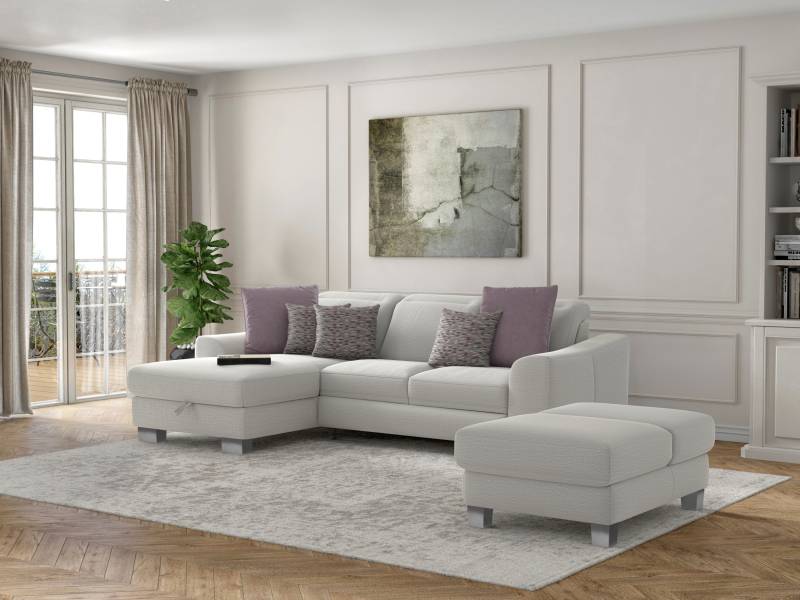 sit&more Ecksofa »Dundee L-Form«, mit Federkern und Edelstahlfüssen, wahlweise mit Kopfteilverstellung von sit&more