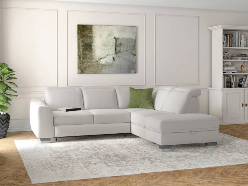 sit&more Ecksofa »Dundee L-Form«, mit Federkern und Edelstahlfüssen, wahlweise mit Kopfteilverstellung von sit&more