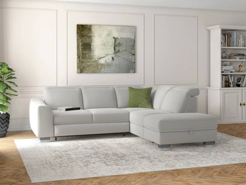sit&more Ecksofa »Dundee L-Form«, mit Federkern und Edelstahlfüssen, wahlweise mit Kopfteilverstellung von sit&more